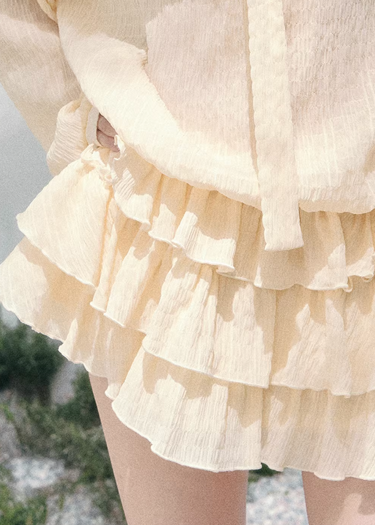 spring mini dress women, cake skirt dress, ruffle tiered dress women, seaside resort dress, aomalm dress style, feminine spring outfit women, slimming mini dress, lightweight spring dress, elegant casual dress women, french romantic dress, korean french style clothing, layered short dress women, soft ruffle mini dress, resort wear women dress, refined spring fashion
