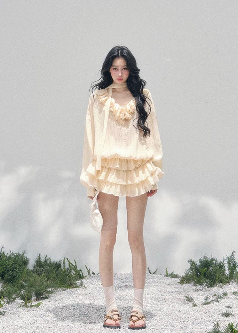 spring mini dress women, cake skirt dress, ruffle tiered dress women, seaside resort dress, aomalm dress style, feminine spring outfit women, slimming mini dress, lightweight spring dress, elegant casual dress women, french romantic dress, korean french style clothing, layered short dress women, soft ruffle mini dress, resort wear women dress, refined spring fashion