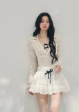 sheer lace top women, fake two piece lace t shirt, spring lace long sleeve top, aomalm lace style, feminine slim fit top women, pure desire lace top, refined spring blouse women, lightweight transparent top, elegant daily wear women, korean french style clothing, delicate hollow lace top, modern women spring top, waist shaping lace tee, romantic spring fashion, understated luxury lace top