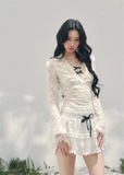 sheer lace top women, fake two piece lace t shirt, spring lace long sleeve top, aomalm lace style, feminine slim fit top women, pure desire lace top, refined spring blouse women, lightweight transparent top, elegant daily wear women, korean french style clothing, delicate hollow lace top, modern women spring top, waist shaping lace tee, romantic spring fashion, understated luxury lace top
