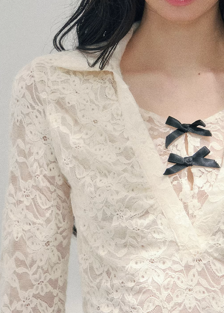sheer lace top women, fake two piece lace t shirt, spring lace long sleeve top, aomalm lace style, feminine slim fit top women, pure desire lace top, refined spring blouse women, lightweight transparent top, elegant daily wear women, korean french style clothing, delicate hollow lace top, modern women spring top, waist shaping lace tee, romantic spring fashion, understated luxury lace top