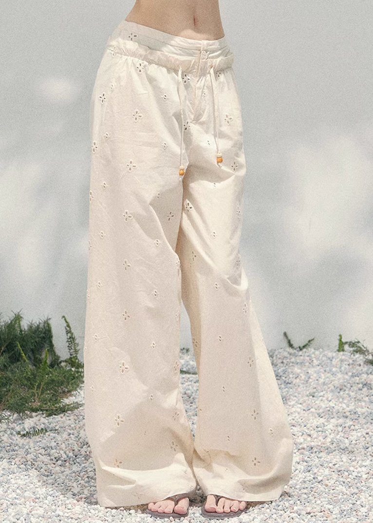 embroidered wide leg pants women, spring loose trousers women, korean lazy style pants, aomalm pants style, lightweight spring trousers, elegant casual women pants, straight leg embroidered pants, feminine wide pants women, relaxed fit spring bottoms, refined daily wear trousers, breathable women pants, modern women wide leg trousers, soft fabric spring pants, understated luxury pants women, versatile spring trousers