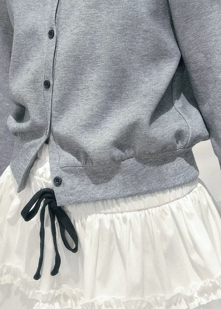 AOMALM polo knit cardigan, French romantic cropped sweater, feminine layered knit top, Korean elegant spring cardigan, quiet luxury polo knitwear, romantic collegiate style top, Parisian inspired knit blouse, delicate layered twinset knit, feminine cropped polo sweater women, soft romantic Korean fashion, spring lightweight knit cardigan, refined feminine knitwear women, lace trim layered knit top, elegant Korean French aesthetic clothing, romantic cropped knit outfit, soft luxury womenswear spring knit, ge