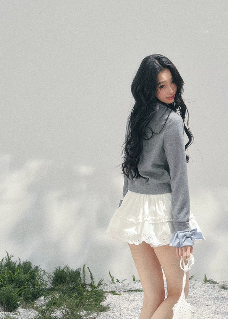 AOMALM polo knit cardigan, French romantic cropped sweater, feminine layered knit top, Korean elegant spring cardigan, quiet luxury polo knitwear, romantic collegiate style top, Parisian inspired knit blouse, delicate layered twinset knit, feminine cropped polo sweater women, soft romantic Korean fashion, spring lightweight knit cardigan, refined feminine knitwear women, lace trim layered knit top, elegant Korean French aesthetic clothing, romantic cropped knit outfit, soft luxury womenswear spring knit, ge