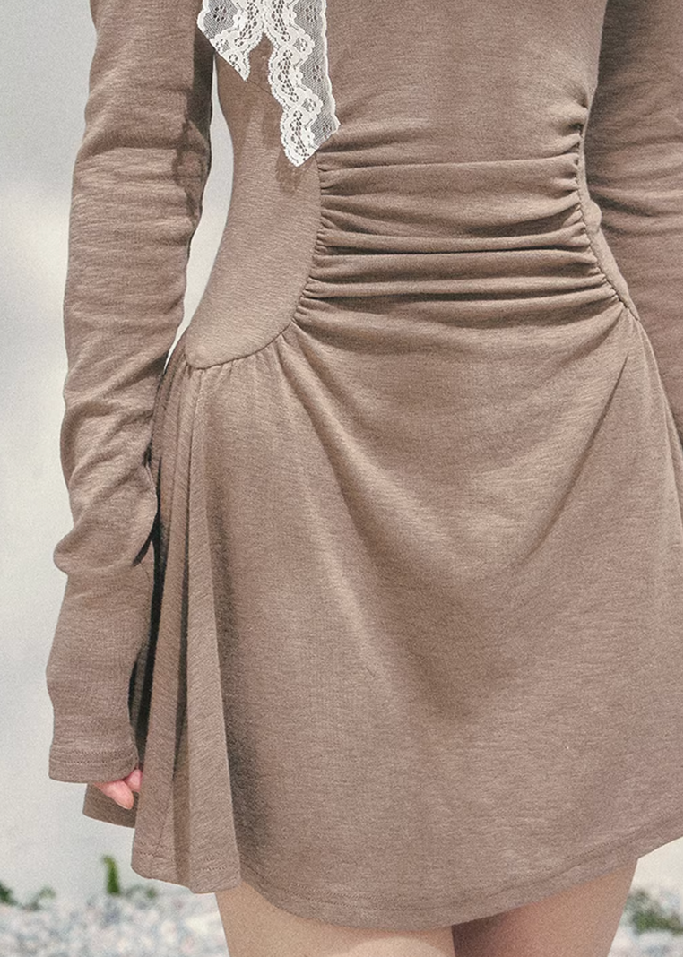 AOMALM off shoulder mini dress, French romantic spring dress, feminine ruched knit dress, Korean elegant mini dress women, quiet luxury romantic outfit, lace detail off shoulder dress, Parisian inspired mini dress, refined feminine silhouette dress, spring lightweight knit dress women, romantic Korean French aesthetic clothing, elegant waist shaping mini dress, soft luxury womenswear dress, poetic romantic spring fashion, asymmetric shoulder mini dress, delicate feminine evening mini dress