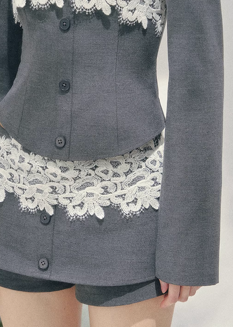 AOMALM lace three piece set, French romantic layered outfit, Korean elegant lace ensemble women, quiet luxury womens spring set, Parisian inspired lace fashion set, feminine layered cardigan outfit, romantic Korean French aesthetic clothing, refined luxury womenswear set, lace camisole three piece outfit, elegant spring twinset women, delicate lace mini outfit, soft feminine luxury fashion, romantic structured womenswear ensemble, lightweight spring lace set, luxury Korean designer inspired outfit