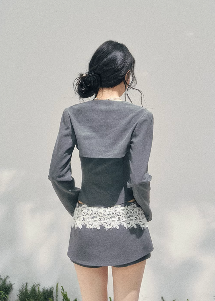 AOMALM lace three piece set, French romantic layered outfit, Korean elegant lace ensemble women, quiet luxury womens spring set, Parisian inspired lace fashion set, feminine layered cardigan outfit, romantic Korean French aesthetic clothing, refined luxury womenswear set, lace camisole three piece outfit, elegant spring twinset women, delicate lace mini outfit, soft feminine luxury fashion, romantic structured womenswear ensemble, lightweight spring lace set, luxury Korean designer inspired outfit