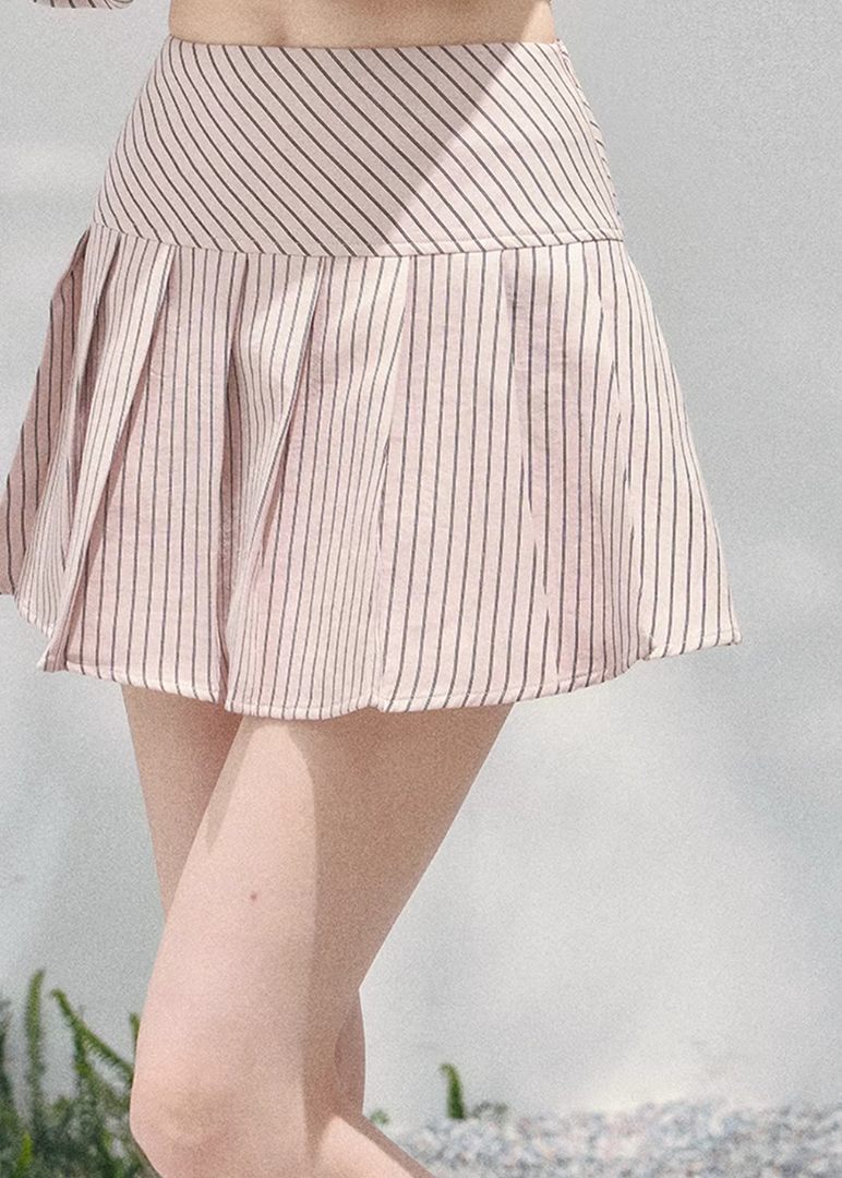AOMALM striped lace shirt set, French romantic spring outfit, feminine lace stripe blouse women, Korean elegant two piece set, quiet luxury pink twinset, Parisian inspired lace shirt skirt, romantic Korean French aesthetic clothing, soft feminine spring ensemble, delicate lace striped blouse, elegant lightweight spring outfit women, refined luxury womenswear set, romantic pastel shirt skirt outfit, feminine Korean designer inspired clothing, lace detail striped shirt women, luxury spring twinset fashion