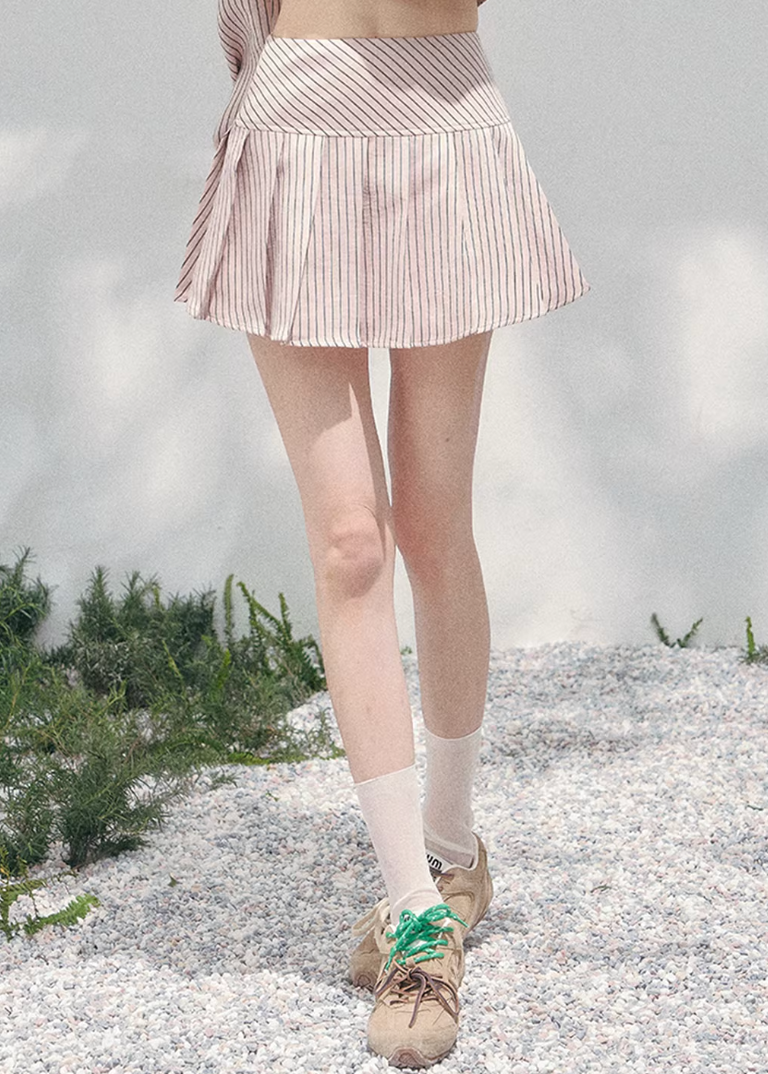 AOMALM striped lace shirt set, French romantic spring outfit, feminine lace stripe blouse women, Korean elegant two piece set, quiet luxury pink twinset, Parisian inspired lace shirt skirt, romantic Korean French aesthetic clothing, soft feminine spring ensemble, delicate lace striped blouse, elegant lightweight spring outfit women, refined luxury womenswear set, romantic pastel shirt skirt outfit, feminine Korean designer inspired clothing, lace detail striped shirt women, luxury spring twinset fashion