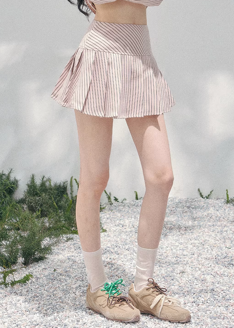 AOMALM striped lace shirt set, French romantic spring outfit, feminine lace stripe blouse women, Korean elegant two piece set, quiet luxury pink twinset, Parisian inspired lace shirt skirt, romantic Korean French aesthetic clothing, soft feminine spring ensemble, delicate lace striped blouse, elegant lightweight spring outfit women, refined luxury womenswear set, romantic pastel shirt skirt outfit, feminine Korean designer inspired clothing, lace detail striped shirt women, luxury spring twinset fashion
