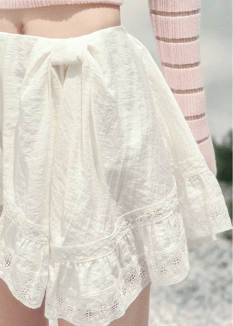 AOMALM lace mini skirt, French romantic puff skirt, feminine irregular lace skirt women, Korean elegant spring mini skirt, quiet luxury romantic outfit, Parisian inspired lace ruffle skirt, delicate layered lace mini skirt, romantic Korean French aesthetic clothing, high waist lace puff skirt women, elegant spring lace fashion, soft feminine mini skirt design, refined luxury womenswear skirt, romantic lightweight spring skirt, luxury Korean designer inspired lace skirt