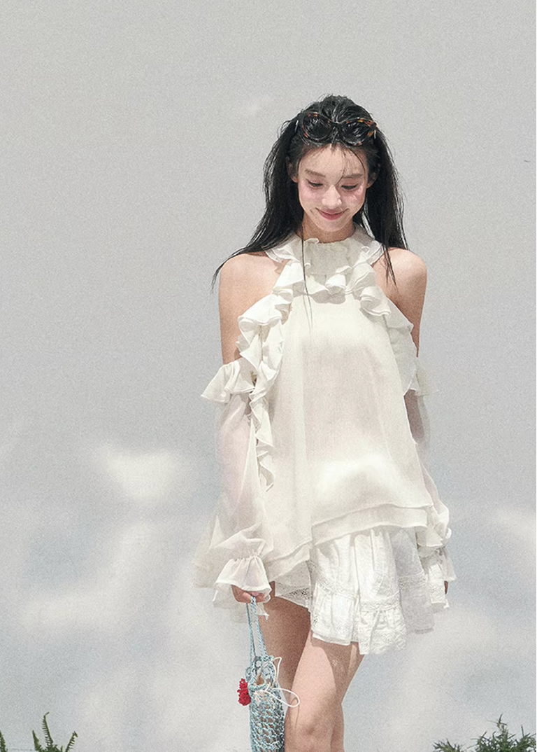 AOMALM lace mini skirt, French romantic puff skirt, feminine irregular lace skirt women, Korean elegant spring mini skirt, quiet luxury romantic outfit, Parisian inspired lace ruffle skirt, delicate layered lace mini skirt, romantic Korean French aesthetic clothing, high waist lace puff skirt women, elegant spring lace fashion, soft feminine mini skirt design, refined luxury womenswear skirt, romantic lightweight spring skirt, luxury Korean designer inspired lace skirt