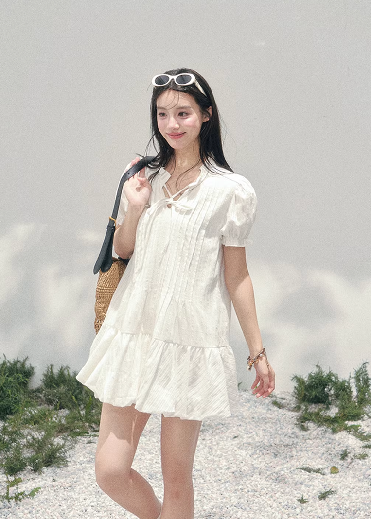 AOMALM plaid puff sleeve dress, French romantic mini dress women, feminine doll dress spring outfit, Korean elegant plaid dress, quiet luxury romantic dress, Parisian inspired puff sleeve mini, delicate pleated plaid dress women, romantic Korean French aesthetic clothing, lightweight spring plaid dress, refined feminine mini dress style, elegant casual spring outfit women, soft luxury womenswear dress, vintage inspired plaid mini dress, luxury Korean designer inspired dress