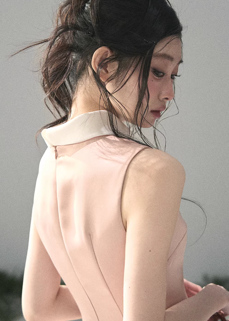 AOMALM satin mini dress women, French romantic puff skirt dress, feminine knot collar mini dress, Korean elegant spring flare dress, quiet luxury romantic outfit, Parisian inspired satin skater dress, refined feminine mini dress style, romantic Korean French aesthetic clothing, lightweight spring satin dress, elegant flared mini dress women, soft luxury womenswear dress, rich girl aesthetic mini dress, luxury Korean designer inspired dress, delicate feminine spring fashion
