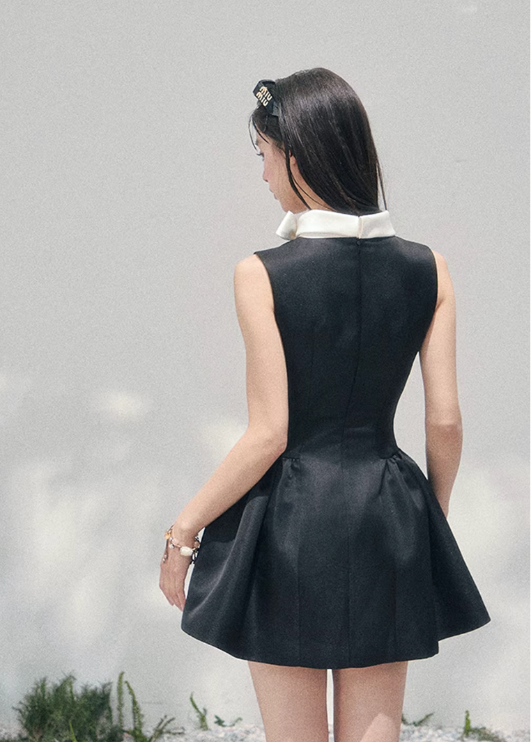 AOMALM satin mini dress women, French romantic puff skirt dress, feminine knot collar mini dress, Korean elegant spring flare dress, quiet luxury romantic outfit, Parisian inspired satin skater dress, refined feminine mini dress style, romantic Korean French aesthetic clothing, lightweight spring satin dress, elegant flared mini dress women, soft luxury womenswear dress, rich girl aesthetic mini dress, luxury Korean designer inspired dress, delicate feminine spring fashion