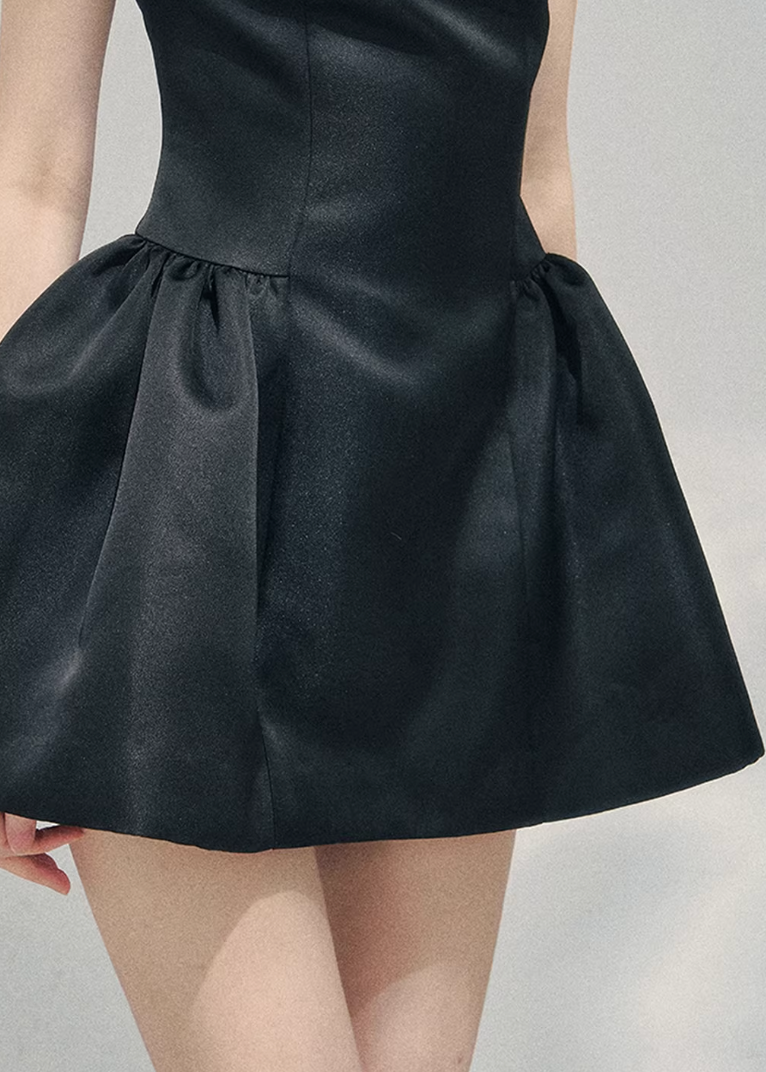 AOMALM satin mini dress women, French romantic puff skirt dress, feminine knot collar mini dress, Korean elegant spring flare dress, quiet luxury romantic outfit, Parisian inspired satin skater dress, refined feminine mini dress style, romantic Korean French aesthetic clothing, lightweight spring satin dress, elegant flared mini dress women, soft luxury womenswear dress, rich girl aesthetic mini dress, luxury Korean designer inspired dress, delicate feminine spring fashion