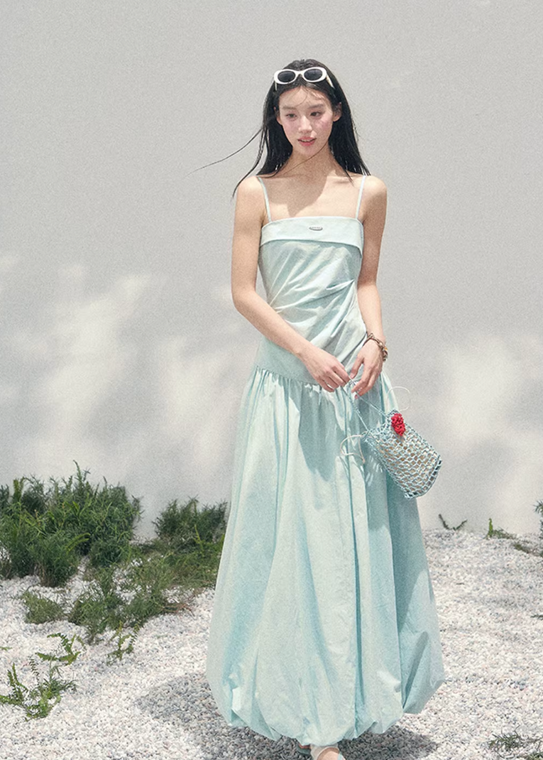 AOMALM seaside slip dress women, French romantic long slip dress, feminine vacation maxi dress, Korean elegant spring long dress, quiet luxury romantic outfit, Parisian inspired slip gown, waist defining long dress women, romantic Korean French aesthetic clothing, lightweight spring maxi dress, refined feminine seaside dress, soft luxury womenswear gown, elegant pastel long dress, luxury Korean designer inspired vacation dress, flowy spring slip dress women