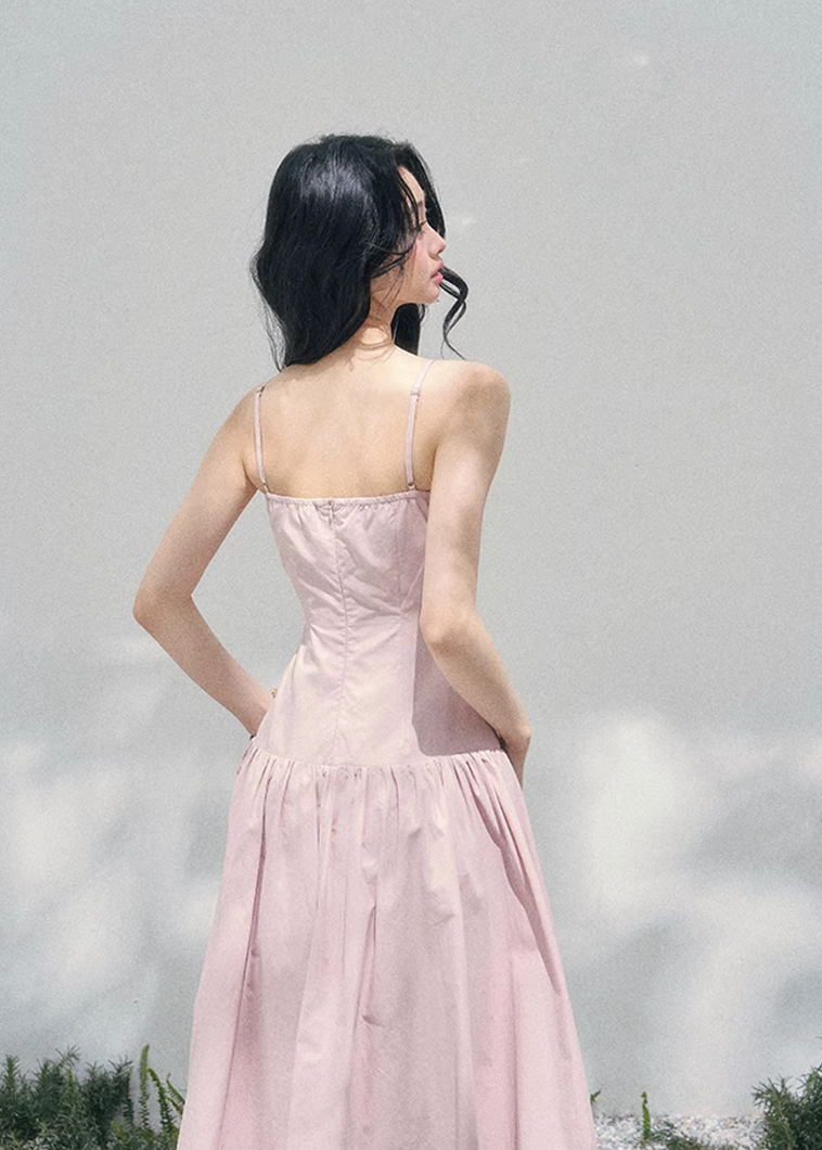 AOMALM seaside slip dress women, French romantic long slip dress, feminine vacation maxi dress, Korean elegant spring long dress, quiet luxury romantic outfit, Parisian inspired slip gown, waist defining long dress women, romantic Korean French aesthetic clothing, lightweight spring maxi dress, refined feminine seaside dress, soft luxury womenswear gown, elegant pastel long dress, luxury Korean designer inspired vacation dress, flowy spring slip dress women