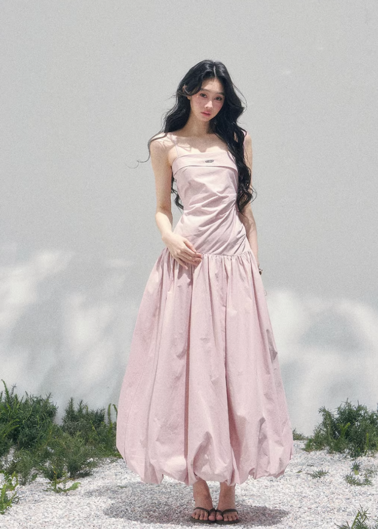 AOMALM seaside slip dress women, French romantic long slip dress, feminine vacation maxi dress, Korean elegant spring long dress, quiet luxury romantic outfit, Parisian inspired slip gown, waist defining long dress women, romantic Korean French aesthetic clothing, lightweight spring maxi dress, refined feminine seaside dress, soft luxury womenswear gown, elegant pastel long dress, luxury Korean designer inspired vacation dress, flowy spring slip dress women