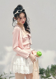 AOMALM bandeau twinset women, French romantic knit cardigan set, feminine spring two piece outfit, Korean elegant pastel knitwear, quiet luxury romantic outfit, Parisian inspired bandeau cardigan set, delicate layered knit top women, romantic Korean French aesthetic clothing, soft feminine spring twinset, refined luxury womenswear knit, elegant lightweight cardigan outfit, pastel romantic knitwear women, luxury Korean designer inspired set, feminine bandeau cardigan ensemble