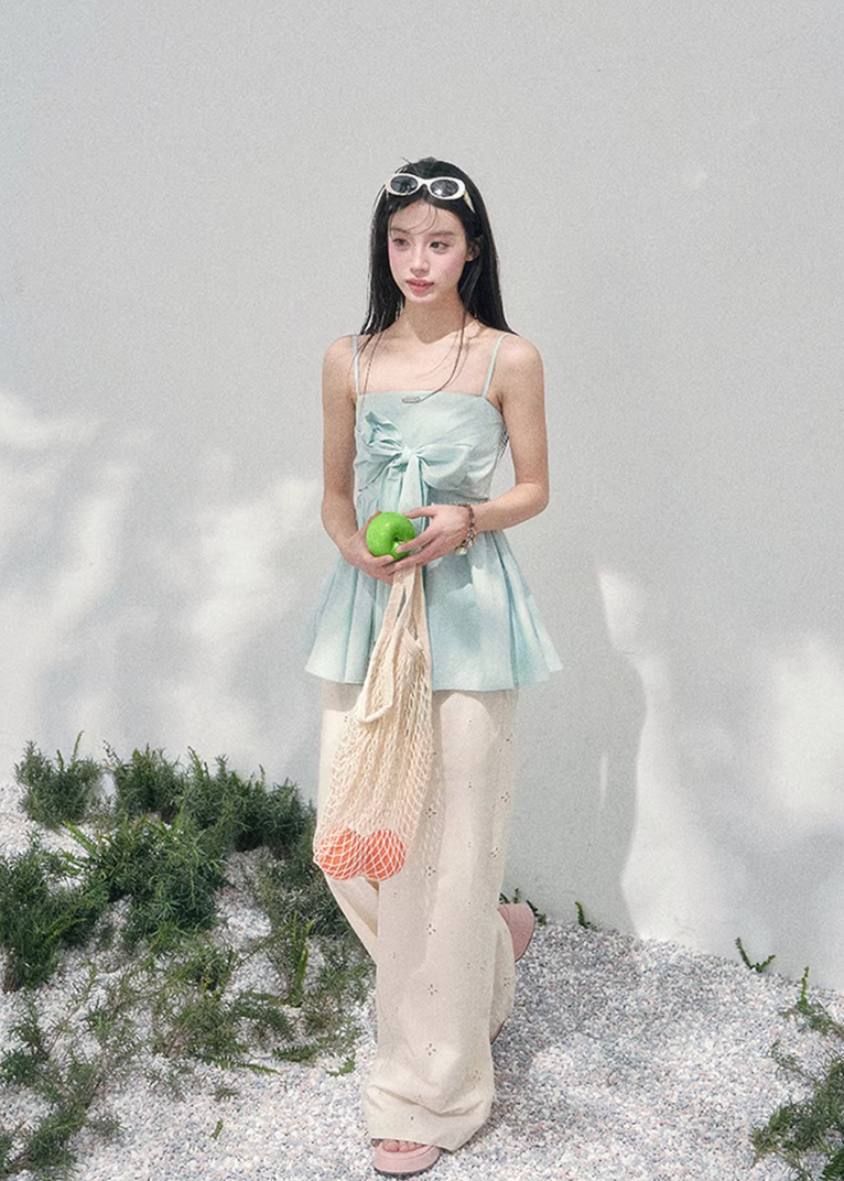 AOMALM bow camisole top women, French romantic doll blouse, feminine one shoulder spring top, Korean elegant pastel camisole, quiet luxury romantic outfit, Parisian inspired bow suspender top, delicate doll silhouette blouse, romantic Korean French aesthetic clothing, lightweight spring camisole women, refined luxury womenswear top, soft feminine bow detail blouse, elegant pastel spring fashion, luxury Korean designer inspired top