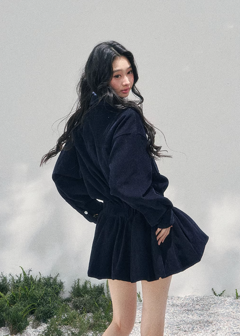 AOMALM corduroy mini dress women, French romantic collegiate dress, feminine flower bud skirt dress, Korean elegant spring mini dress, quiet luxury romantic outfit, Parisian inspired preppy dress, delicate layered corduroy fashion, romantic Korean French aesthetic clothing, lightweight spring corduroy dress women, refined feminine mini dress style, soft luxury womenswear dress, elegant collegiate spring outfit, luxury Korean designer inspired dress