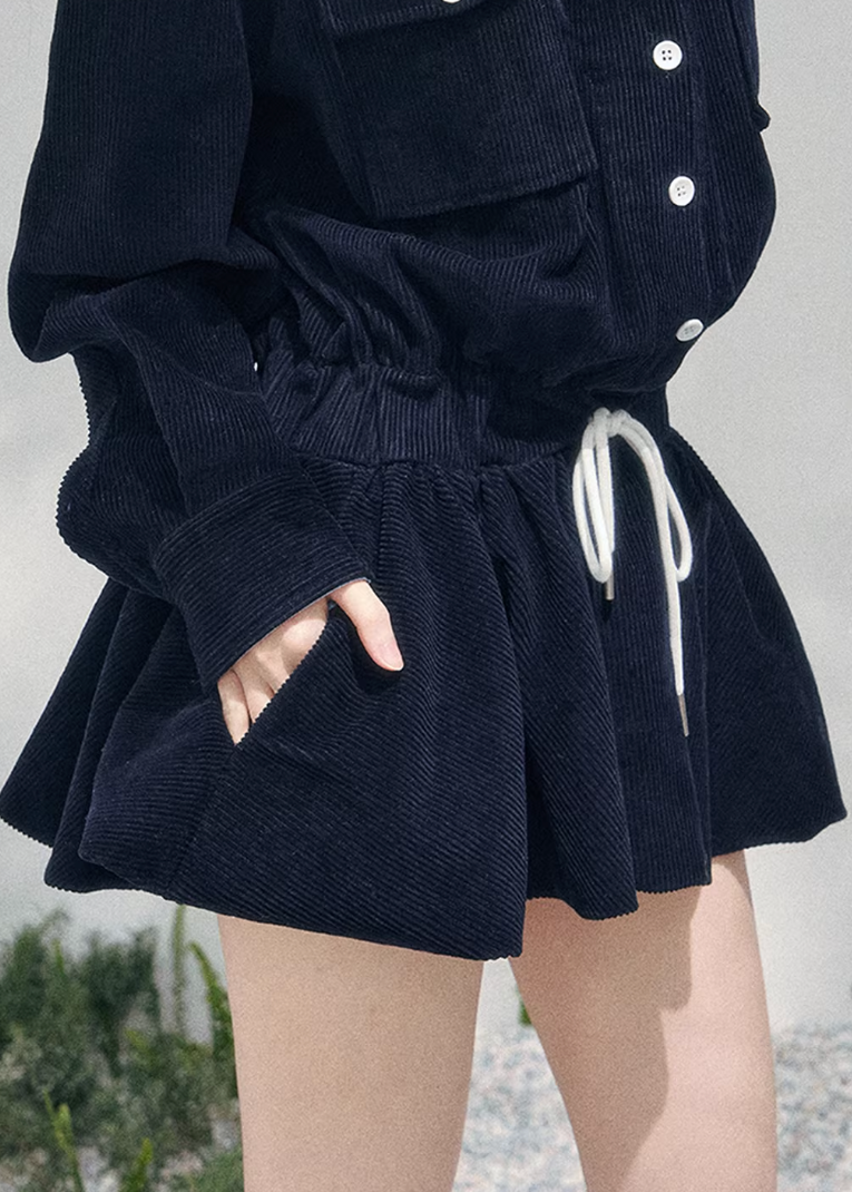 AOMALM corduroy mini dress women, French romantic collegiate dress, feminine flower bud skirt dress, Korean elegant spring mini dress, quiet luxury romantic outfit, Parisian inspired preppy dress, delicate layered corduroy fashion, romantic Korean French aesthetic clothing, lightweight spring corduroy dress women, refined feminine mini dress style, soft luxury womenswear dress, elegant collegiate spring outfit, luxury Korean designer inspired dress