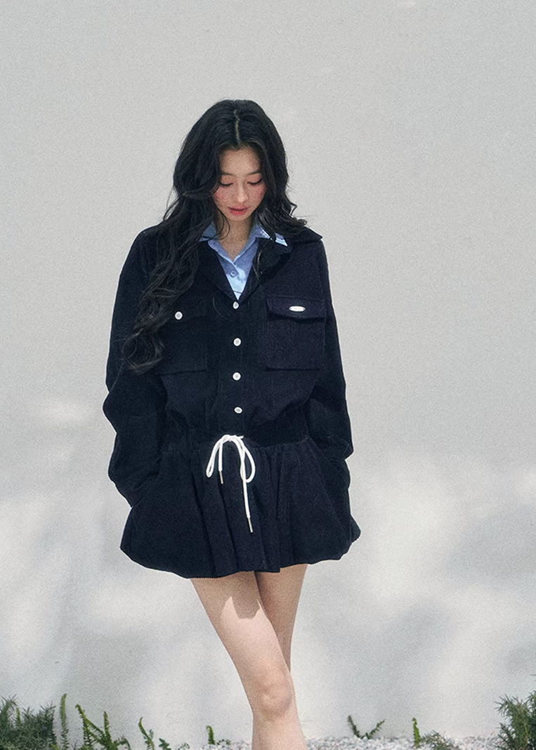 AOMALM corduroy mini dress women, French romantic collegiate dress, feminine flower bud skirt dress, Korean elegant spring mini dress, quiet luxury romantic outfit, Parisian inspired preppy dress, delicate layered corduroy fashion, romantic Korean French aesthetic clothing, lightweight spring corduroy dress women, refined feminine mini dress style, soft luxury womenswear dress, elegant collegiate spring outfit, luxury Korean designer inspired dress