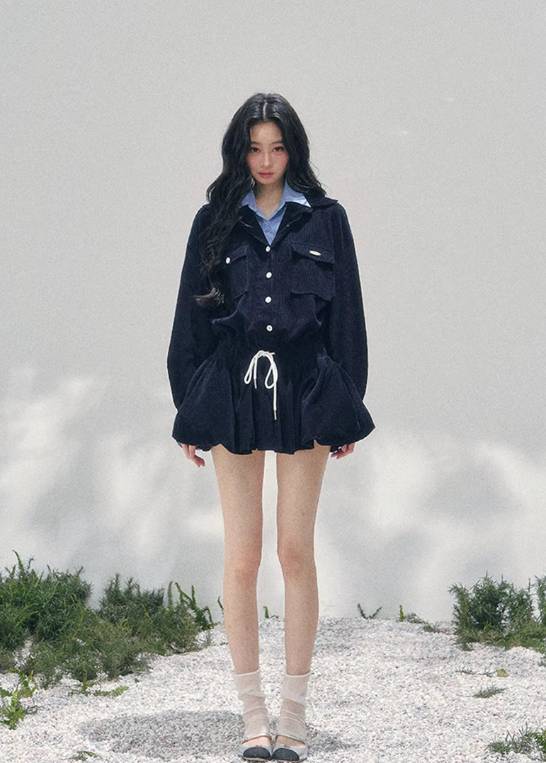 AOMALM corduroy mini dress women, French romantic collegiate dress, feminine flower bud skirt dress, Korean elegant spring mini dress, quiet luxury romantic outfit, Parisian inspired preppy dress, delicate layered corduroy fashion, romantic Korean French aesthetic clothing, lightweight spring corduroy dress women, refined feminine mini dress style, soft luxury womenswear dress, elegant collegiate spring outfit, luxury Korean designer inspired dress