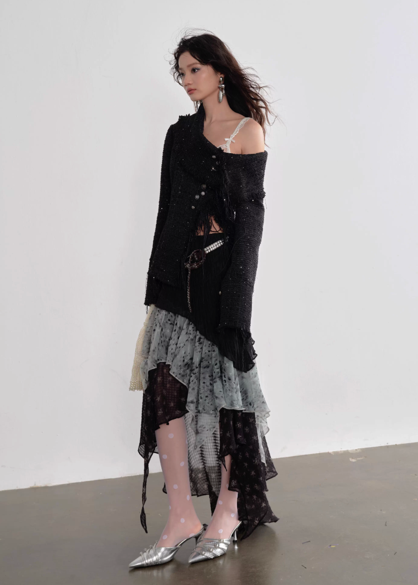 JNYLON leopard chiffon skirt women, Korean stylish irregular maxi skirt, modern Korean fashion layered skirt, chic contrast chiffon skirt women, trendy Korean street chic outfit, exotic leopard print skirt Korean style, lightweight airy chiffon skirt women, urban fashion asymmetric skirt, stylish Korean aesthetic long skirt, fashionable layered chiffon skirt women