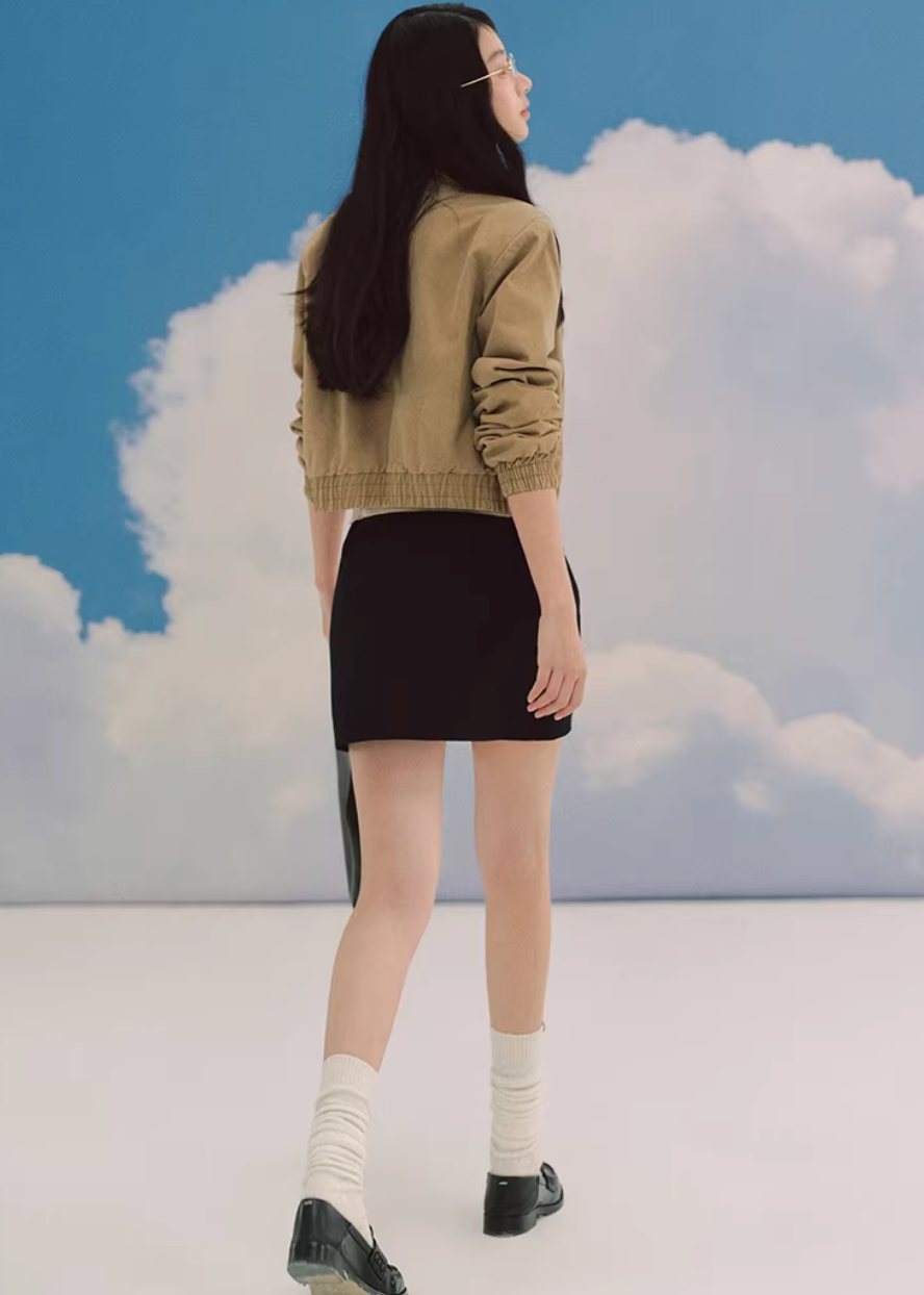 LaluneDuCiel cropped cotton jacket women, Korean feminine vintage jacket, waist short cotton jacket women, elegant Korean style outerwear, casual vintage crop jacket women, soft cotton Korean fashion jacket, feminine structured cotton coat, chic Korean fashion short jacket, everyday cotton jacket women