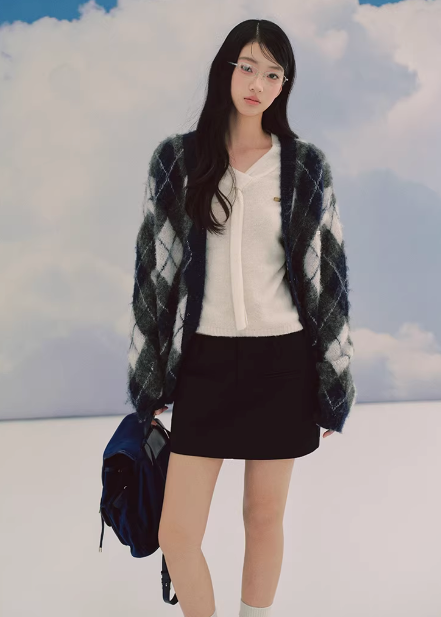 LaluneDuCiel ribbon knit top women, Korean feminine tie waist sweater, romantic soft knit blouse women, elegant Korean style sweater top, gentle spring knitwear women, chic Korean fashion knit top, lightweight feminine sweater Korean style, versatile knit blouse women, Korean aesthetic soft sweater