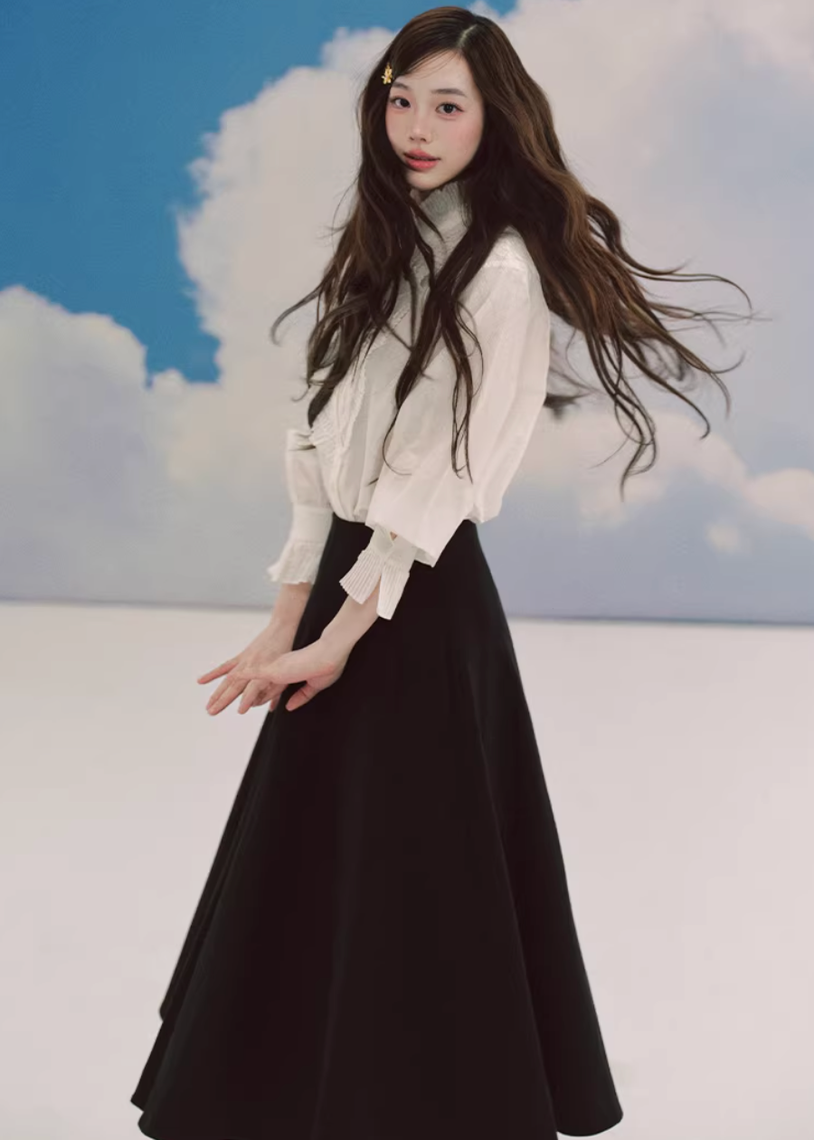 black midi skirt, pleated skirt women, a line midi skirt, umbrella skirt, elegant black skirt, korean fashion skirt, french style midi skirt, high waist skirt, minimalist skirt women, spring midi skirt, flowy skirt outfit, versatile black skirt, classic midi skirt, feminine silhouette skirt, chic pleated skirt, everyday elegant wear, parisian style clothing, soft structured skirt, refined women fashion, timeless wardrobe essential