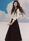 black midi skirt, pleated skirt women, a line midi skirt, umbrella skirt, elegant black skirt, korean fashion skirt, french style midi skirt, high waist skirt, minimalist skirt women, spring midi skirt, flowy skirt outfit, versatile black skirt, classic midi skirt, feminine silhouette skirt, chic pleated skirt, everyday elegant wear, parisian style clothing, soft structured skirt, refined women fashion, timeless wardrobe essential