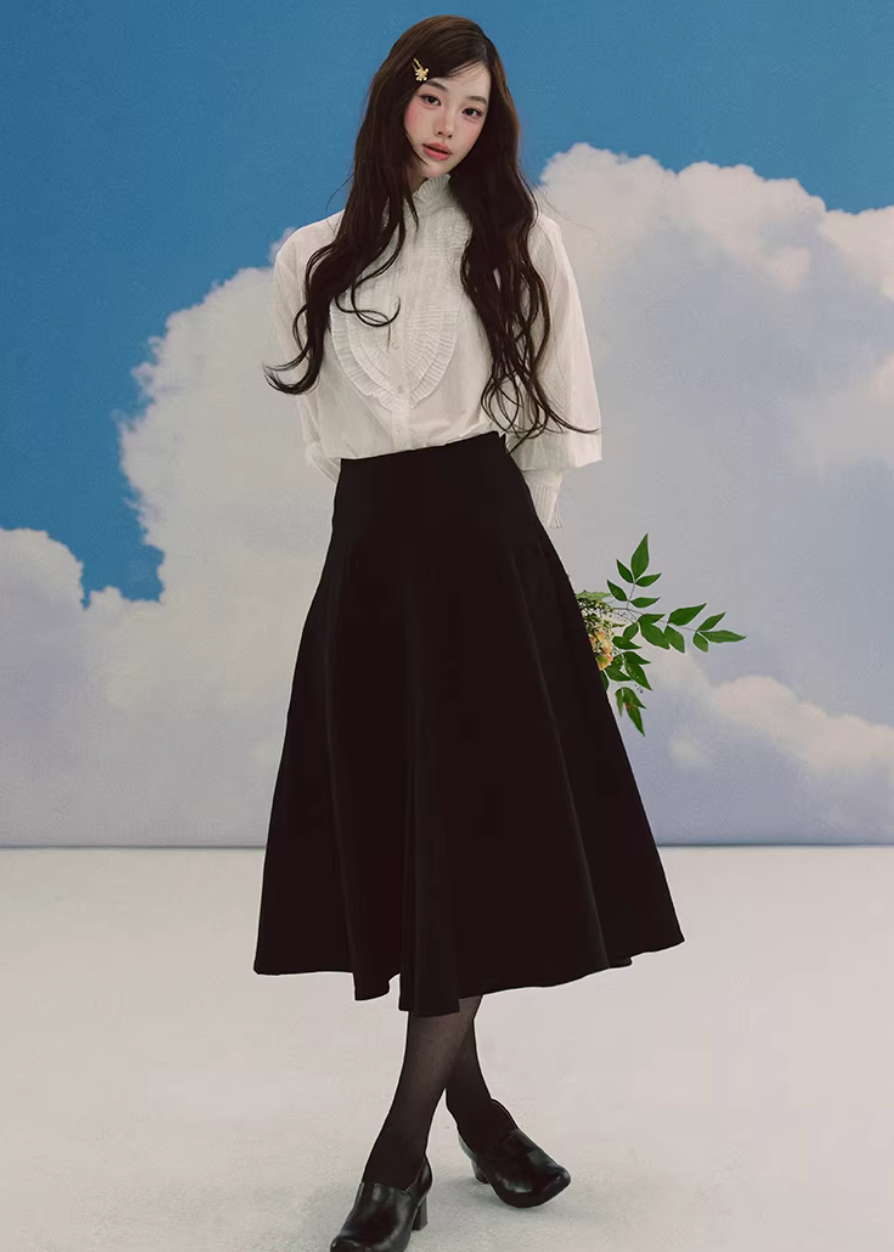 lace blouse women, ivory blouse top, romantic shirt women, lyocell blouse, korean fashion top, vintage style blouse, feminine lace shirt, elegant spring blouse, soft girl aesthetic top, court style blouse, long sleeve lace top, minimalist feminine shirt, breathable fabric blouse, parisian romantic outfit, refined women clothing, light ivory top, chic everyday blouse, soft luxury fashion, delicate lace detail top, versatile elegant blouse