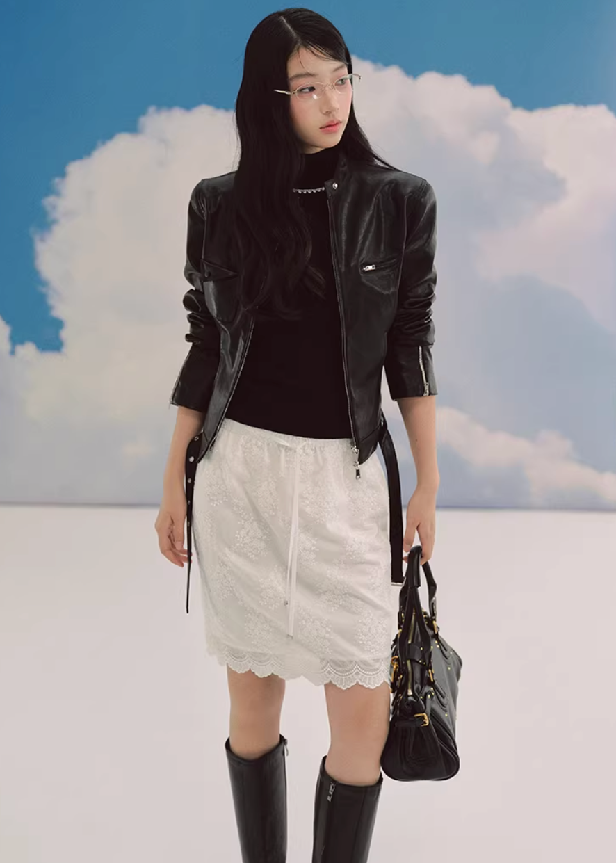 lace midi skirt, embroidered skirt women, floral lace skirt, korean fashion skirt, romantic midi skirt, slit skirt women, feminine lace outfit, ivory midi skirt, elegant spring skirt, parisian style clothing, soft aesthetic skirt, lightweight lace skirt, refined casual wear, delicate lace skirt, modern feminine clothing, versatile midi skirt, chic everyday outfit, graceful silhouette skirt, aesthetic fashion piece, elegant lace bottom