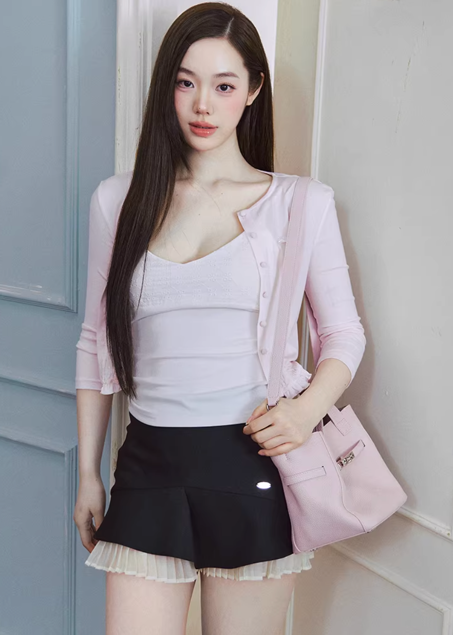 lyocell cardigan women, cropped knit top, lace trim top women, korean fashion top, pastel knit cardigan, stretch long sleeve top, feminine cardigan top, soft knit blouse, lightweight spring top, breathable fabric top, fitted cardigan women, minimalist feminine outfit, parisian style top, everyday chic top, aesthetic fashion knit, versatile layering top, modern feminine clothing, soft luxury knitwear, delicate detail top, casual elegant wear