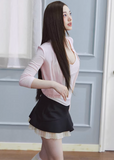 lyocell cardigan women, cropped knit top, lace trim top women, korean fashion top, pastel knit cardigan, stretch long sleeve top, feminine cardigan top, soft knit blouse, lightweight spring top, breathable fabric top, fitted cardigan women, minimalist feminine outfit, parisian style top, everyday chic top, aesthetic fashion knit, versatile layering top, modern feminine clothing, soft luxury knitwear, delicate detail top, casual elegant wear