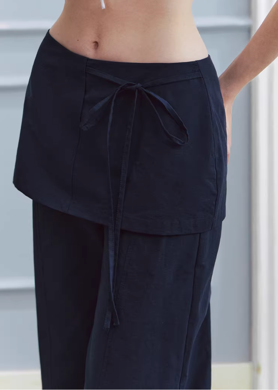 culotte pants women, layered trousers women, fake two piece pants, korean fashion pants, wide leg culottes, casual straight pants, minimalist trousers women, versatile casual pants, relaxed fit trousers, modern women clothing, chic everyday pants, aesthetic fashion bottoms, lightweight spring pants, clean line trousers, contemporary casual wear, soft structured pants, parisian style outfit, easy styling pants, refined casual look, essential wardrobe pants