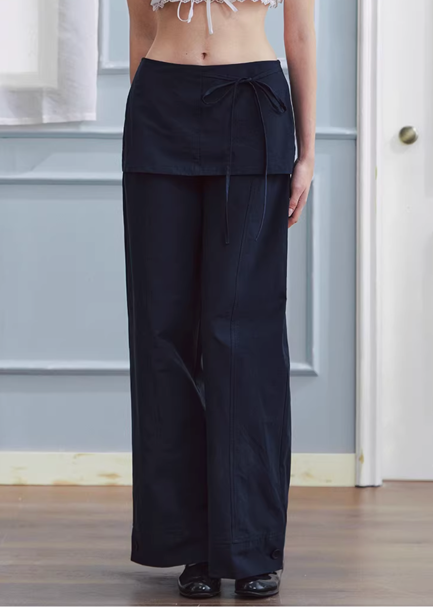 culotte pants women, layered trousers women, fake two piece pants, korean fashion pants, wide leg culottes, casual straight pants, minimalist trousers women, versatile casual pants, relaxed fit trousers, modern women clothing, chic everyday pants, aesthetic fashion bottoms, lightweight spring pants, clean line trousers, contemporary casual wear, soft structured pants, parisian style outfit, easy styling pants, refined casual look, essential wardrobe pants
