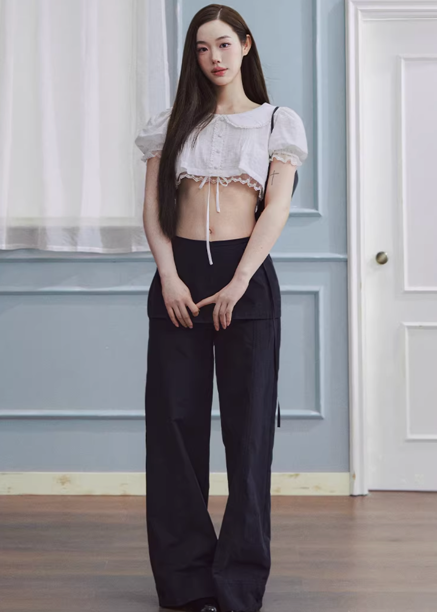 culotte pants women, layered trousers women, fake two piece pants, korean fashion pants, wide leg culottes, casual straight pants, minimalist trousers women, versatile casual pants, relaxed fit trousers, modern women clothing, chic everyday pants, aesthetic fashion bottoms, lightweight spring pants, clean line trousers, contemporary casual wear, soft structured pants, parisian style outfit, easy styling pants, refined casual look, essential wardrobe pants