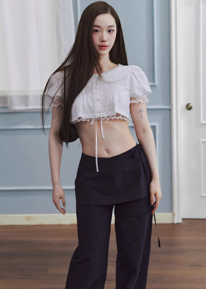 culotte pants women, layered trousers women, fake two piece pants, korean fashion pants, wide leg culottes, casual straight pants, minimalist trousers women, versatile casual pants, relaxed fit trousers, modern women clothing, chic everyday pants, aesthetic fashion bottoms, lightweight spring pants, clean line trousers, contemporary casual wear, soft structured pants, parisian style outfit, easy styling pants, refined casual look, essential wardrobe pants