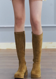 suede boots women, square toe boots, knee high boots women, korean fashion shoes, low heel boots, stretch boots women, slim fit boots, black knee boots, minimalist boots women, versatile winter shoes, elegant casual boots, modern feminine footwear, chic everyday boots, parisian style shoes, aesthetic fashion footwear, refined minimal boots, comfortable heeled boots, sleek silhouette boots, soft suede boots, wardrobe essential boots