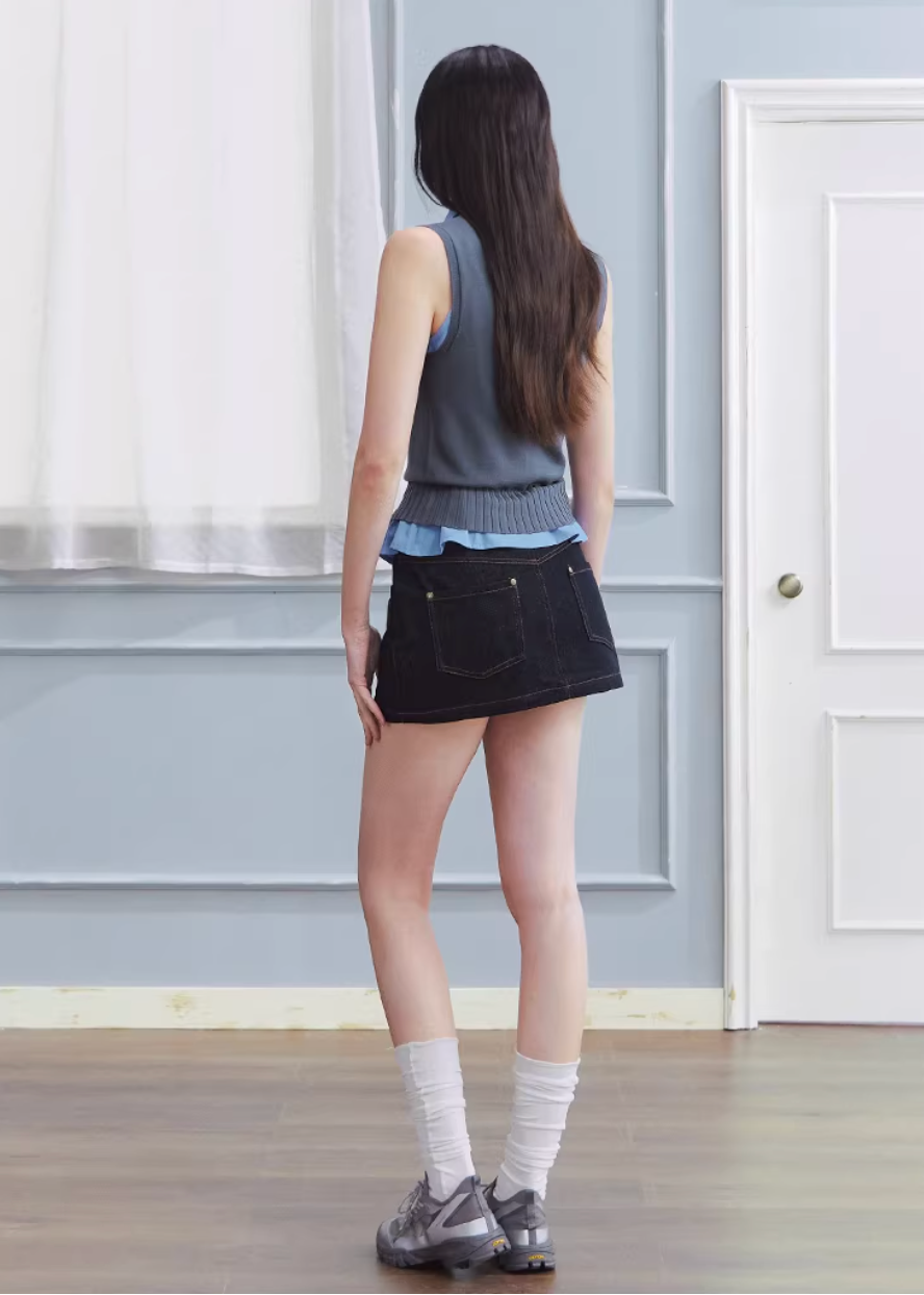 layered vest set women, knit vest shirt set, korean fashion top, sleeveless knit vest, two piece top women, minimalist layered outfit, modern feminine clothing, structured vest women, casual chic outfit, aesthetic fashion top, versatile layering set, spring outfit women, clean line clothing, refined casual wear, urban style top, fitted vest outfit, contemporary fashion women, chic everyday look, contrast layer top, essential wardrobe set