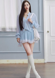 two piece skirt set women, spring outfits 2026, lightweight shirt set, korean fashion set, casual spring outfits, relaxed fit shirt women, mini skirt set women, aesthetic fashion outfit, breathable summer set, modern feminine clothing, chic everyday outfit, soft pastel outfit, versatile two piece outfit, travel outfit women, parisian style clothing, easy styling set, comfortable casual wear, coordinated outfit set, spring wardrobe set, minimal fashion outfit
