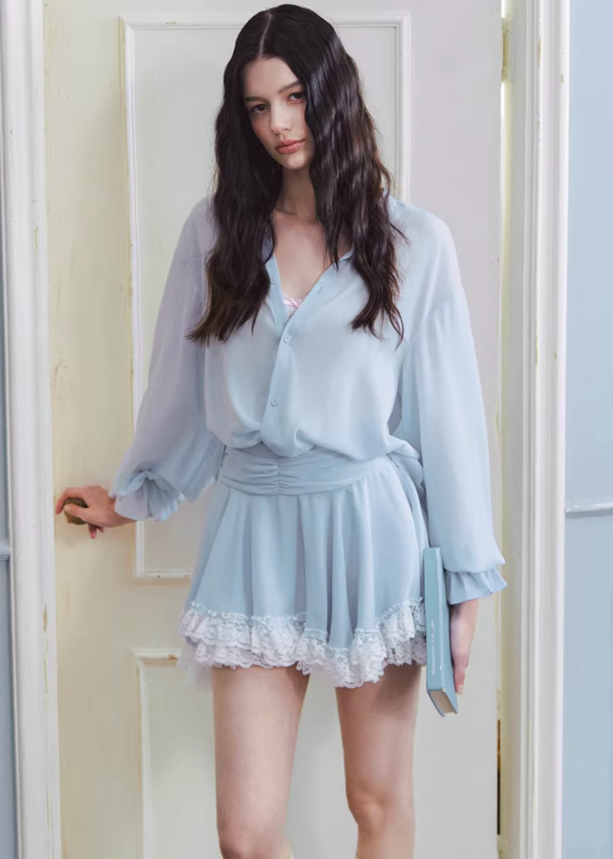 two piece skirt set women, spring outfits 2026, lightweight shirt set, korean fashion set, casual spring outfits, relaxed fit shirt women, mini skirt set women, aesthetic fashion outfit, breathable summer set, modern feminine clothing, chic everyday outfit, soft pastel outfit, versatile two piece outfit, travel outfit women, parisian style clothing, easy styling set, comfortable casual wear, coordinated outfit set, spring wardrobe set, minimal fashion outfit