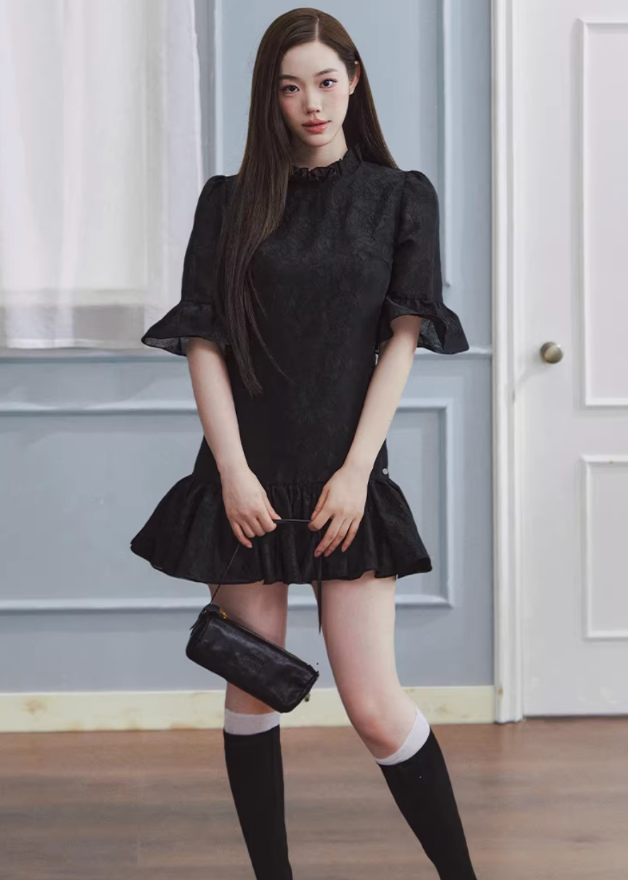 white mini dress women, jacquard dress women, ruffle dress spring, korean fashion dress, spring outfits 2026, feminine mini dress, textured white dress, aesthetic fashion dress, lightweight summer dress, chic everyday outfit, modern feminine clothing, elegant casual dress, parisian style clothing, versatile spring dress, soft girl aesthetic dress, flared mini dress, refined casual wear, delicate texture dress, romantic white dress, spring wardrobe essential