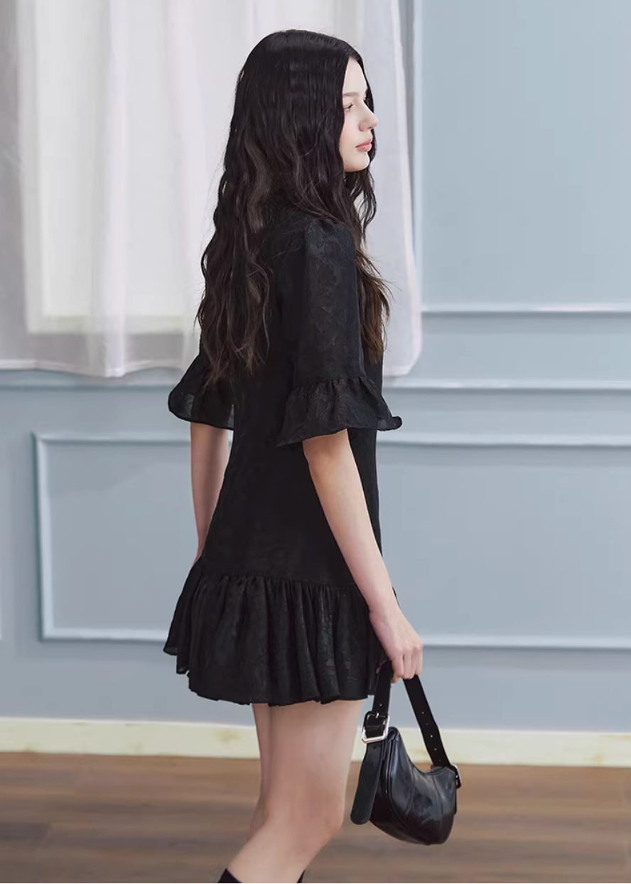 white mini dress women, jacquard dress women, ruffle dress spring, korean fashion dress, spring outfits 2026, feminine mini dress, textured white dress, aesthetic fashion dress, lightweight summer dress, chic everyday outfit, modern feminine clothing, elegant casual dress, parisian style clothing, versatile spring dress, soft girl aesthetic dress, flared mini dress, refined casual wear, delicate texture dress, romantic white dress, spring wardrobe essential