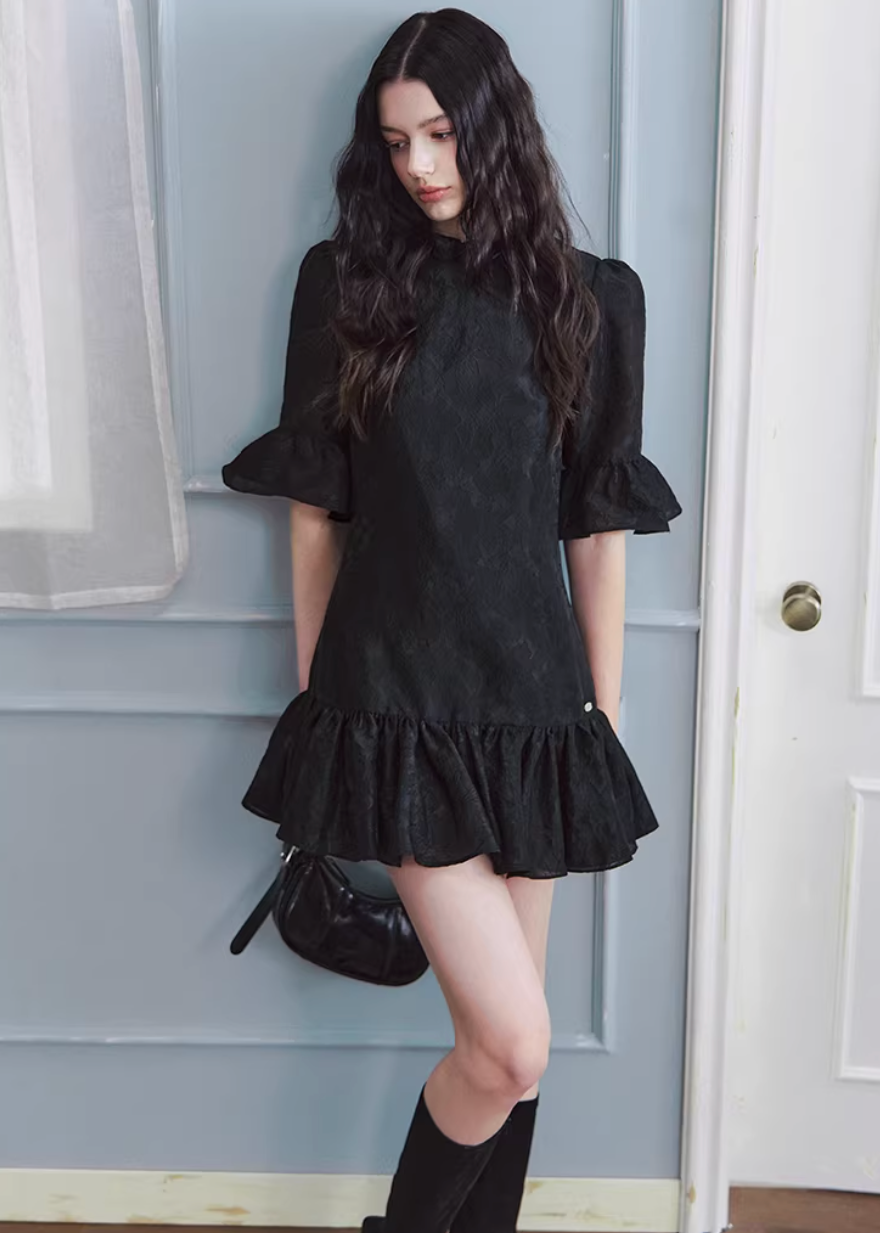 white mini dress women, jacquard dress women, ruffle dress spring, korean fashion dress, spring outfits 2026, feminine mini dress, textured white dress, aesthetic fashion dress, lightweight summer dress, chic everyday outfit, modern feminine clothing, elegant casual dress, parisian style clothing, versatile spring dress, soft girl aesthetic dress, flared mini dress, refined casual wear, delicate texture dress, romantic white dress, spring wardrobe essential