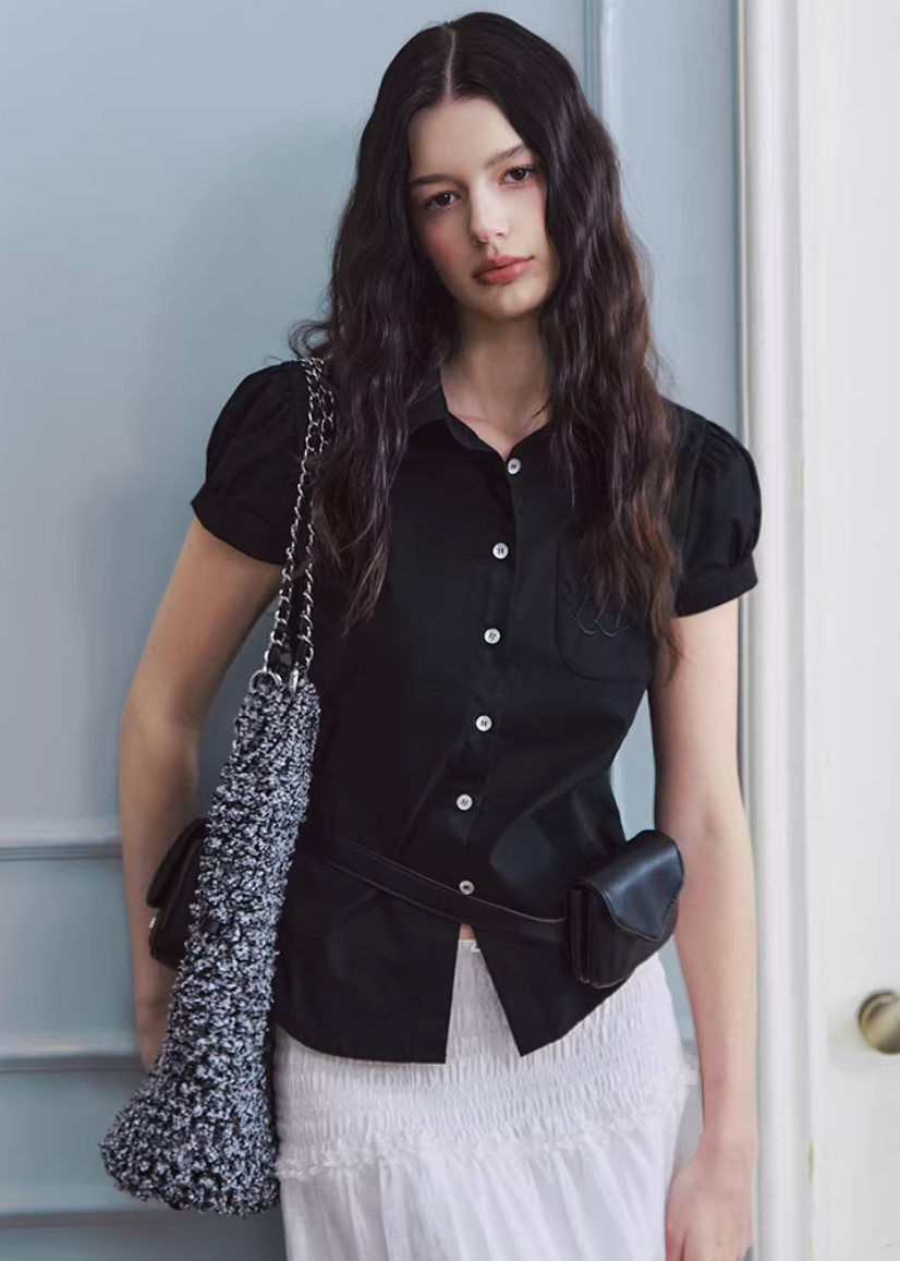red shirt women, cotton blouse women, puff sleeve shirt, korean fashion top, spring outfits 2026, casual spring outfits, college style shirt women, structured blouse women, aesthetic fashion top, modern feminine clothing, versatile everyday top, chic casual outfit, parisian style clothing, fitted shirt women, breathable cotton top, refined casual wear, vintage style shirt, spring wardrobe essential, minimal style blouse, classic button shirt